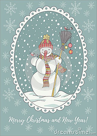 Vector Merry Christmas and New Year card Vector Illustration