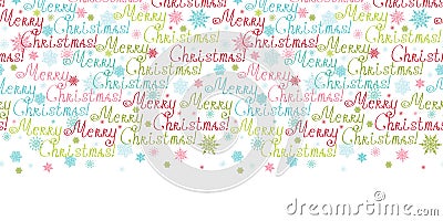 Vector merry christmas text horizontal border Vector Illustration