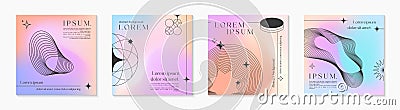 Vector mesh gradient backgrounds with wireframe geometric shapes,copy space for text Vector Illustration