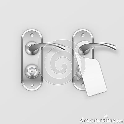 Vector Metal Door Handle Lock with Hanger Isolated on Background Vector Illustration