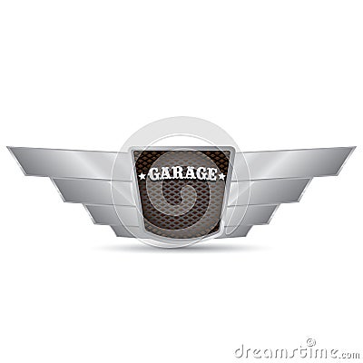 Vector metallic automotive badge on white. Vector Illustration