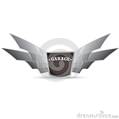 Vector metallic automotive badge on white. Vector Illustration