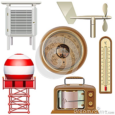 Vector Meteorological Equipment Icons Vector Illustration