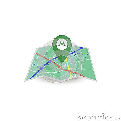 Vector metro icon. Isolated map Vector Illustration