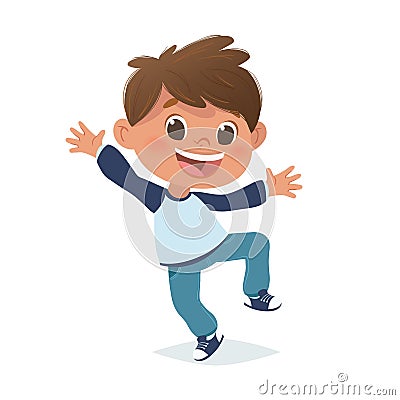 Vector mexican boy jumping and laughing. Cartoon character design, isolated on white background Stock Photo