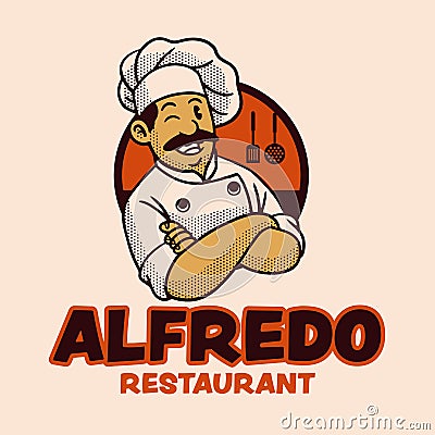 Mexican Chef Cartoon Logo Vintage Retro Vector Illustration