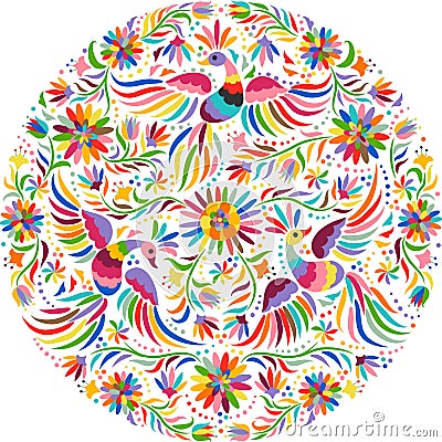 Vector Mexican embroidery round pattern Vector Illustration