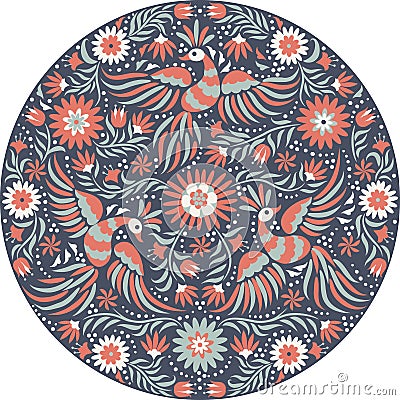 Vector Mexican embroidery round pattern Vector Illustration