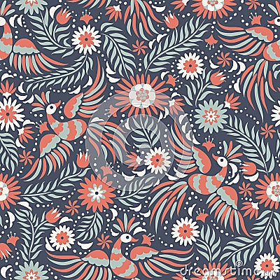 Vector Mexican embroidery seamless pattern Vector Illustration