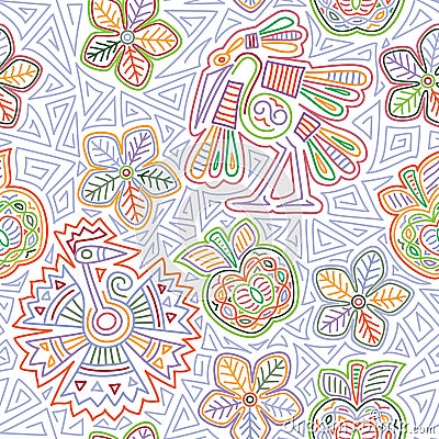 Vector Mexican embroidery seamless pattern Vector Illustration