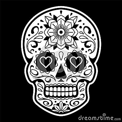 Vector Mexican Skull with Patterns Vector Illustration