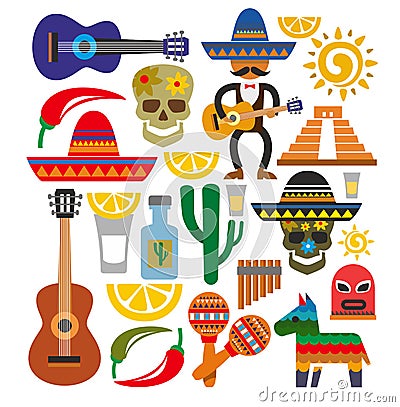 Vector mexico icons Vector Illustration