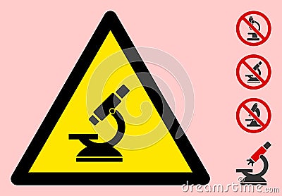 Vector Microscope Warning Triangle Sign Icon Stock Photo