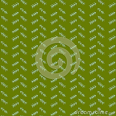 Vector mimicking folk herringbone stitching repeat seamless pattern. Light blue hand drawn tribal lines and stripes, on green Stock Photo