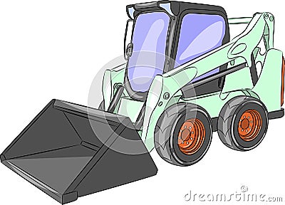 Vector Mini Excavator Vector Illustration