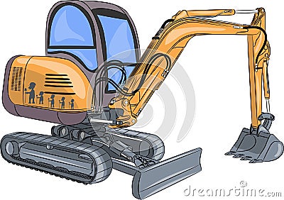 Vector Mini excavator. Vector Illustration