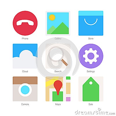 Vector Minimal Flat Icons Set 2 Vector Illustration