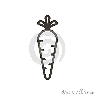 Vector minimal thin line icon outline linear stroke illustration of a simple carrot. Plant based diet Vector Illustration