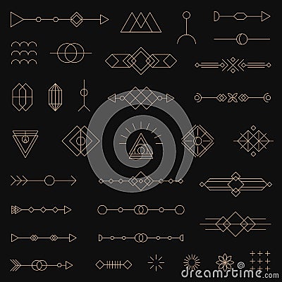 Vector minimalism, geometry, hipster design elements in line art style Stock Photo