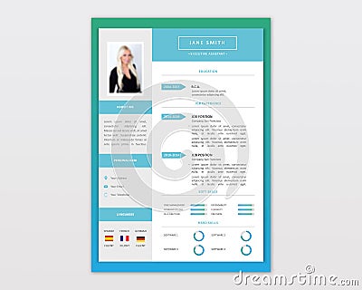 Vector Minimalist Cv / Resume template design Vector Illustration