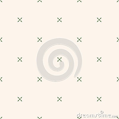 Vector minimalist floral seamless pattern. Simple green and beige background Vector Illustration