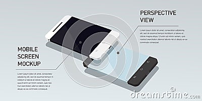 Vector minimalistic 3d isometric illustration cell phone. perspective view. Vector Illustration