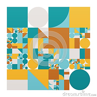 Vector minimalistic poster with simple shapes. Procedural geometric. Swiss style abstract layout. Conceptual generative Vector Illustration