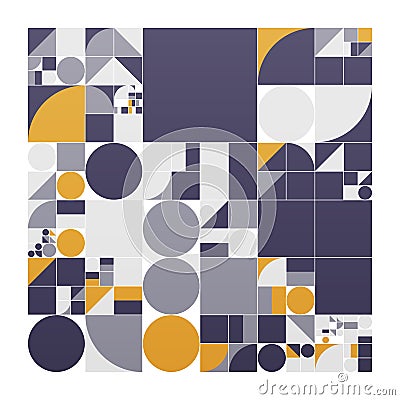 Vector minimalistic poster with simple shapes. Procedural geometric. Swiss style abstract layout. Conceptual generative Vector Illustration