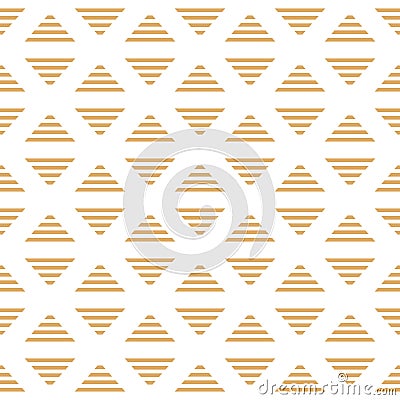 Vector minimalistic Striped golden triangles of rhombus Seamless pattern. Vector Illustration