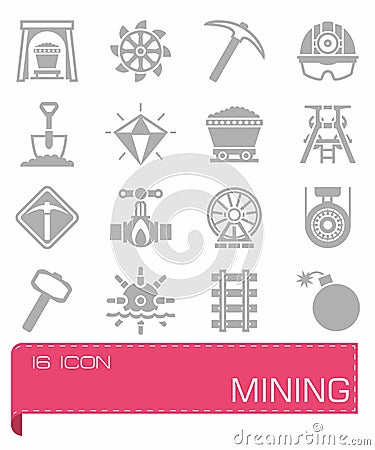 Vector Mining icon set Vector Illustration