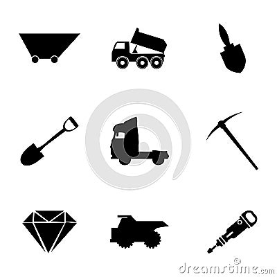 Vector mining icons set Vector Illustration