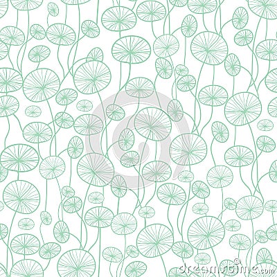 Vector mint green and white underwater seaweed plant texture drawing seamless pattern background. Great for subtle Vector Illustration