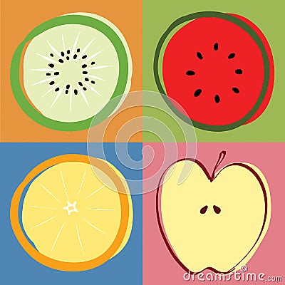 Vector mixed fruit Vector Illustration