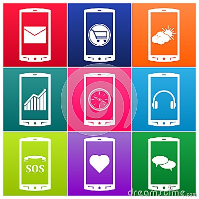 Vector mobile phone icons Stock Photo