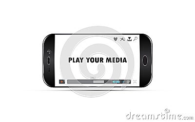 Vector mobile phone playing media video template Vector Illustration