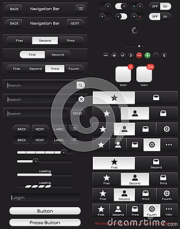 Vector mobile UI kit. Elements for the application. Vector Illustration