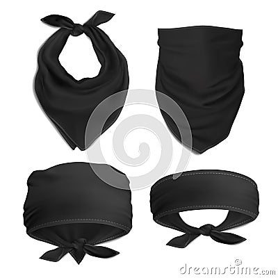 Black Set Bandana buff for head Stock Photo