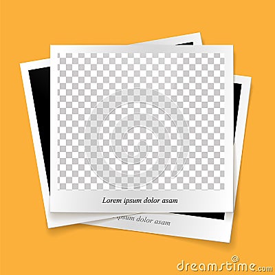 Vector mockup of bunch of photos on yellow background Vector Illustration