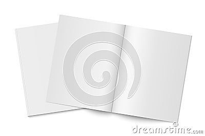 Vector mockup of two white paperback magazines with transparent shadow Vector Illustration