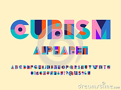 Cubism font Vector Illustration