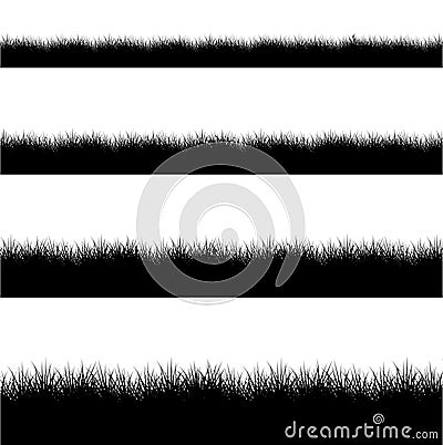 Vector modern black grass silhouette set Vector Illustration