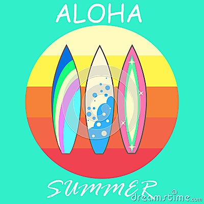 Vector modern colorful surfboard set Vector Illustration