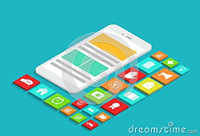 Vector modern concept 3d isometric smartphone Vector Illustration