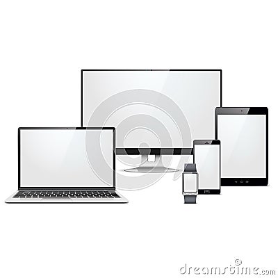 Vector Modern Electronic Devices Set Vector Illustration