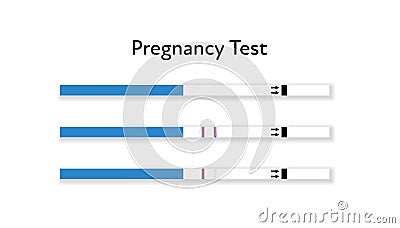 Vector modern flat pregnancy test kit. Set of wand tests unused, positive and negative isolated on white background. Design Vector Illustration