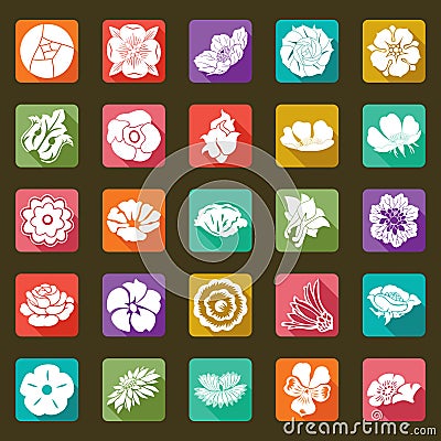 25 vector modern flowers icons - sets Vector Illustration