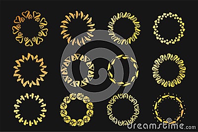 Vector modern geometric handdrawn ink frames. Set of 12 modern frames. Vector Illustration