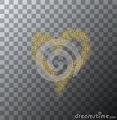 Vector modern gold glitter heart on transparent background. Valentines day. Vector Illustration