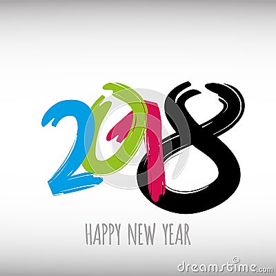 Vector modern minimalistic Happy new year card for 2018 with main big numbers - light version Vector Illustration