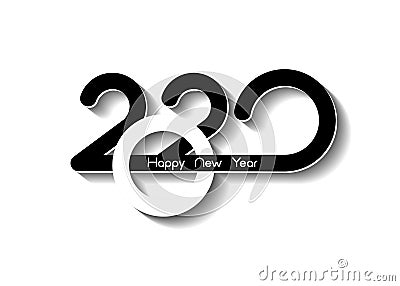 Vector modern minimalistic Happy new year card for 2020 with main big numbers. Logo text design. Cover of business diary for 2020 Vector Illustration